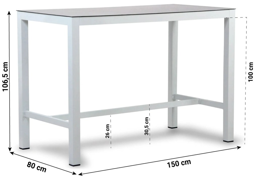 Barset 4 personen  Aluminium Wit Lifestyle Garden Furniture Brandon