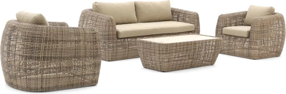 + 15% kassakorting | Stoel-bank loungeset Intenso  | 5 personen | Loungeset Beige | Wicker (vlechtwerk) | Kees Smit Tuinmeubelen