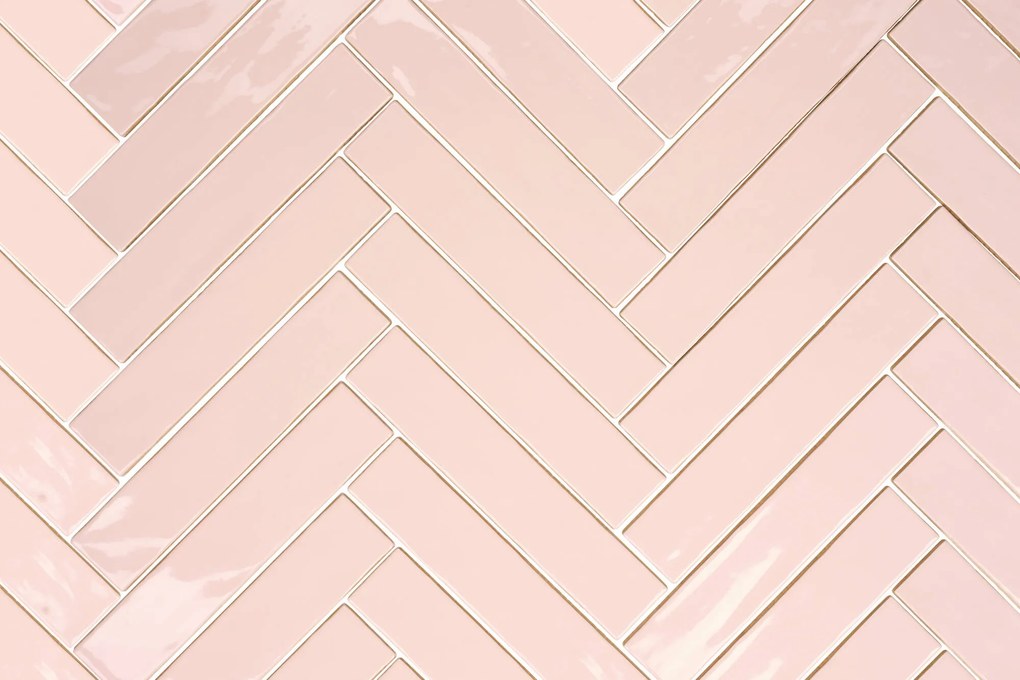 Wandtegel roze visgraat Sartoria Vernici 25x5cm baby pink glans gerectificeerd