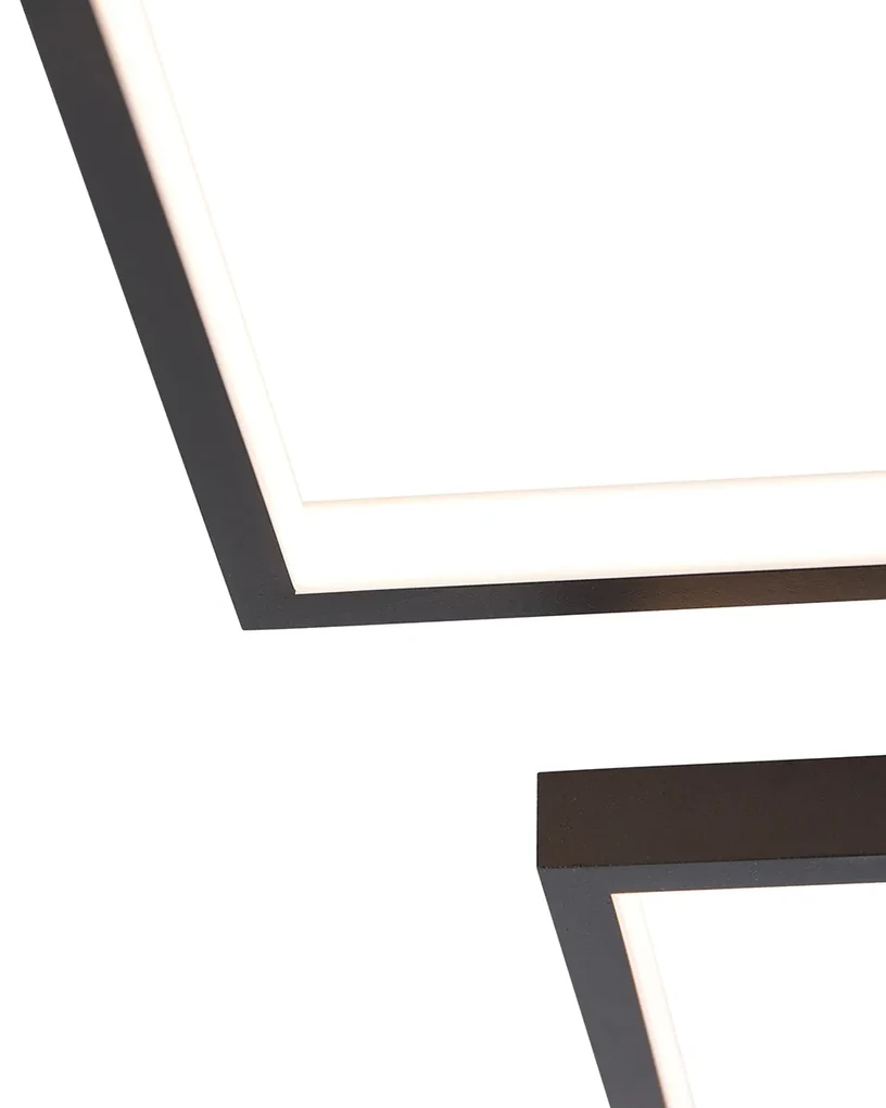 Plafondlamp zwart incl. LED 3 staps dimbaar 4-lichts - Lejo Design vierkant Binnenverlichting Lamp