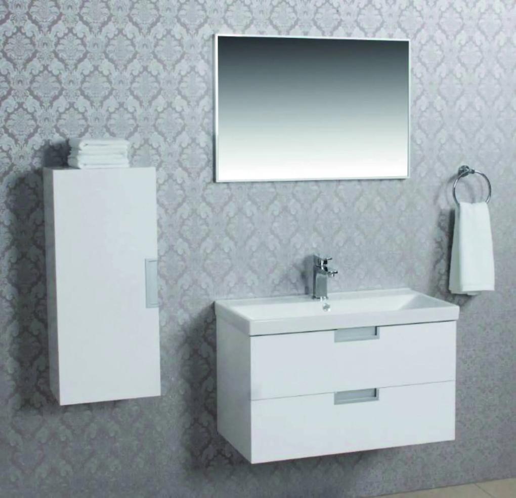 Saqu Scala badmeubelset 80x42cm Hoogglans gelakt/wit met keramische wastafel en spiegel