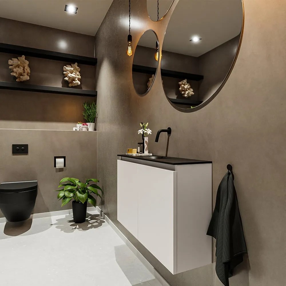 Mondiaz Ture 80cm toiletmeubel linen met wastafel urban midden geen kraangat