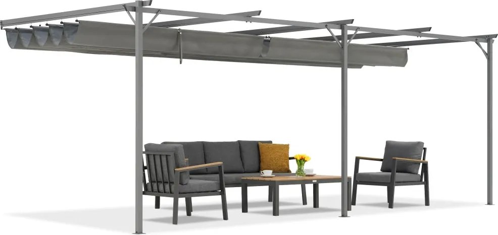 Antraciet terrasoverkapping Santana 3x6m Garden Point