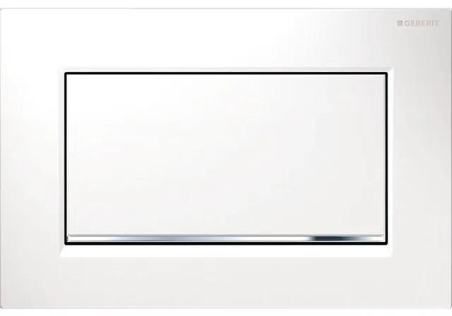 Geberit Sigma30 bedieningplaat met frontbediening voor toilet 24.6x16.4cm wit / glans verchroomd / wit 115893KJ1