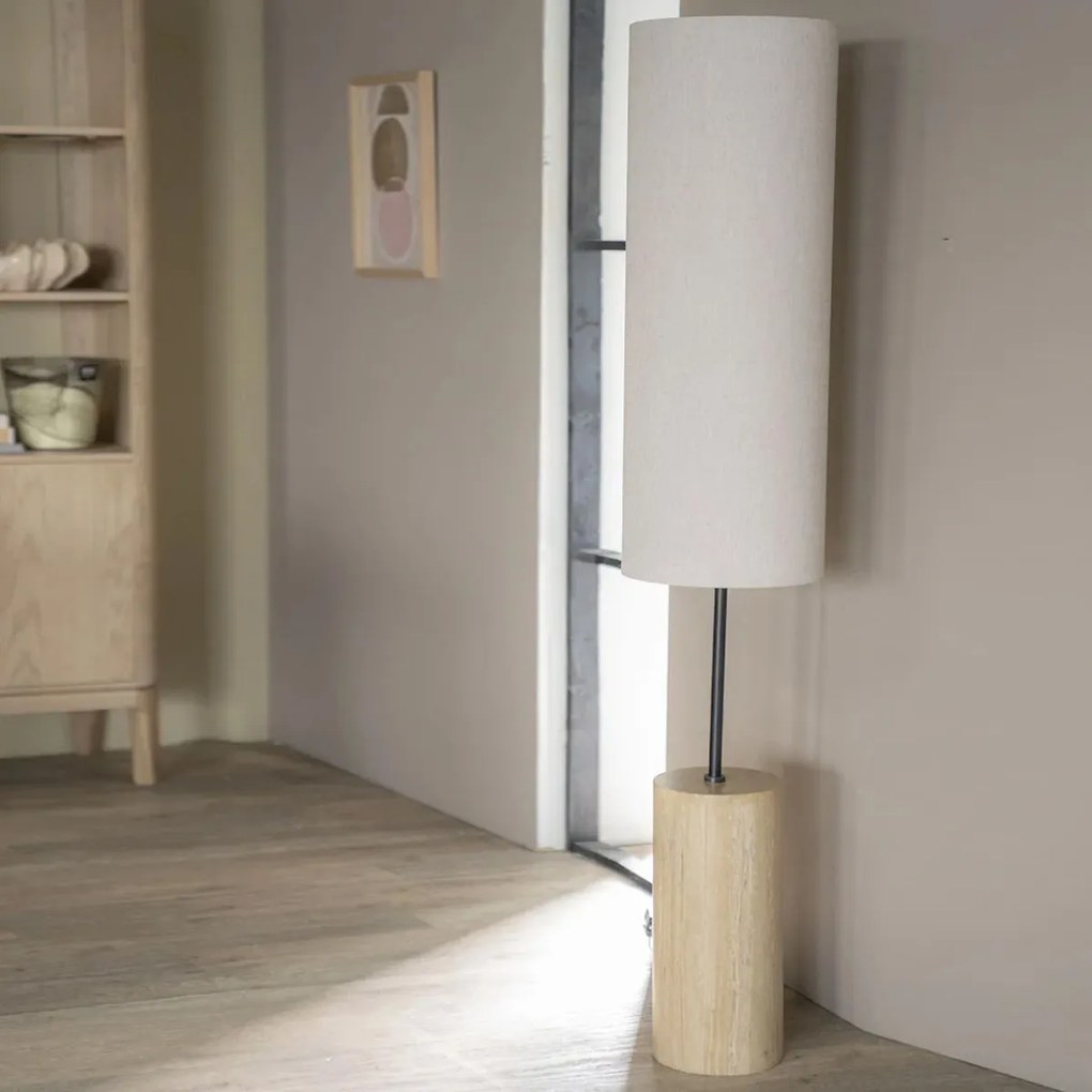 Linnnen Vloerlamp Travertin Voet