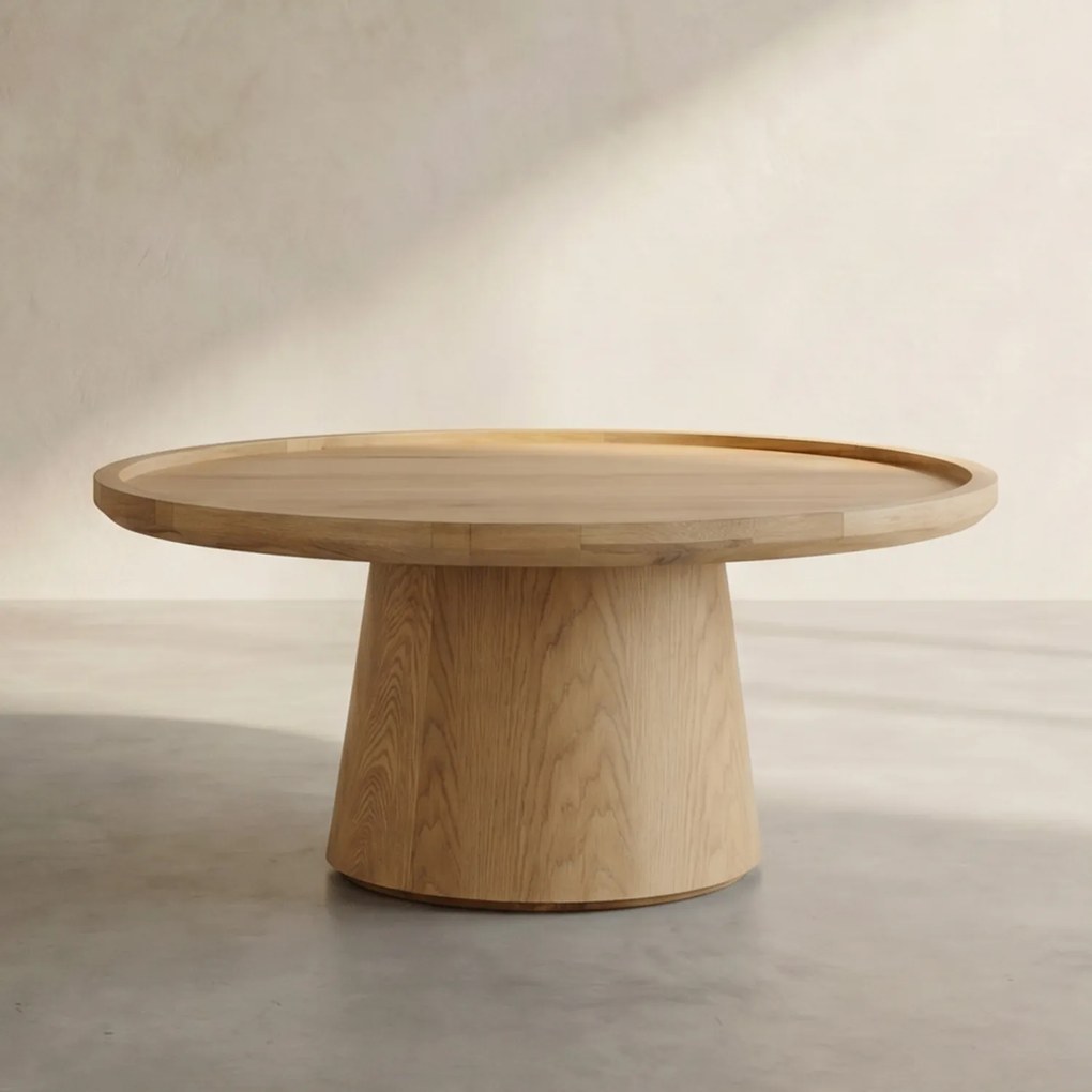 Eiken Salontafel Rond 80 Cm - 80 X 80cm.
