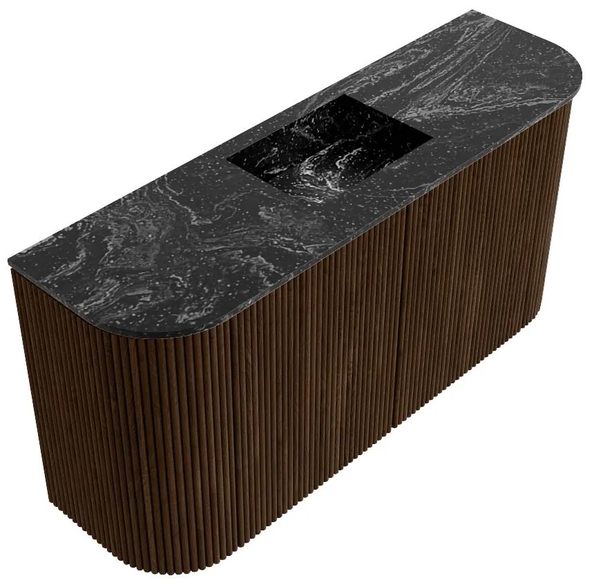 Mondiaz Joya DLux 85cm toiletmeubel ronding links/rechts walnut met wastafel faye midden 1 kraangat lava