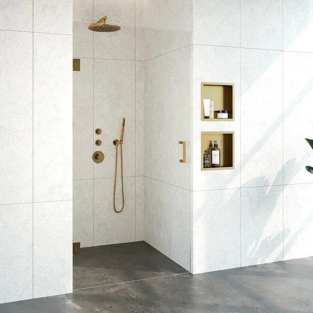BRAUER Void nisdeur helder glas 100x200 omkeerbaar incl. glascoating PVD goud geborsteld GS-VON1H100200GG