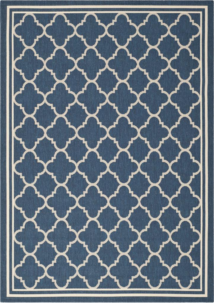 Safavieh | In- & outdoor vloerkleed Bleeker 160 x 230 cm marineblauw, beige vloerkleden polypropyleen vloerkleden & woontextiel vloerkleden