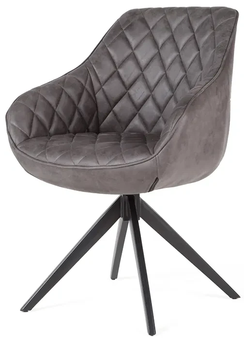 Eetkamerstoel - Collins - lederlook Soft antraciet