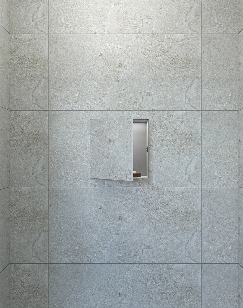 Mueller Round inbouwnis betegelbaar RVS 30x30x14cm