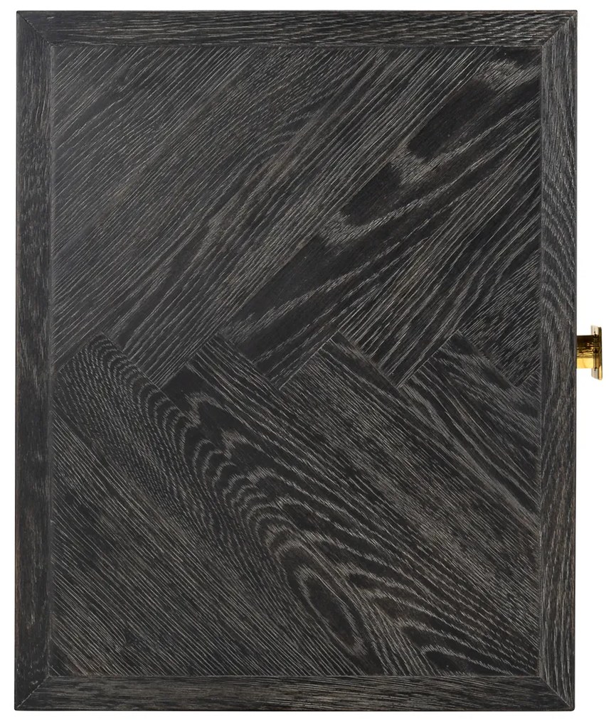 Richmond Interiors Blackbone Gold Nachtkastje Zwart Visgraat Met Goud - 50x40x71cm.