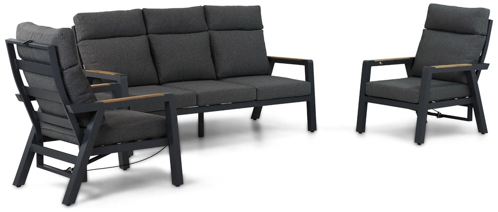 Stoel en Bank Loungeset 5 personen Aluminium/teak Grijs  Lifestyle Garden Furniture Marseille