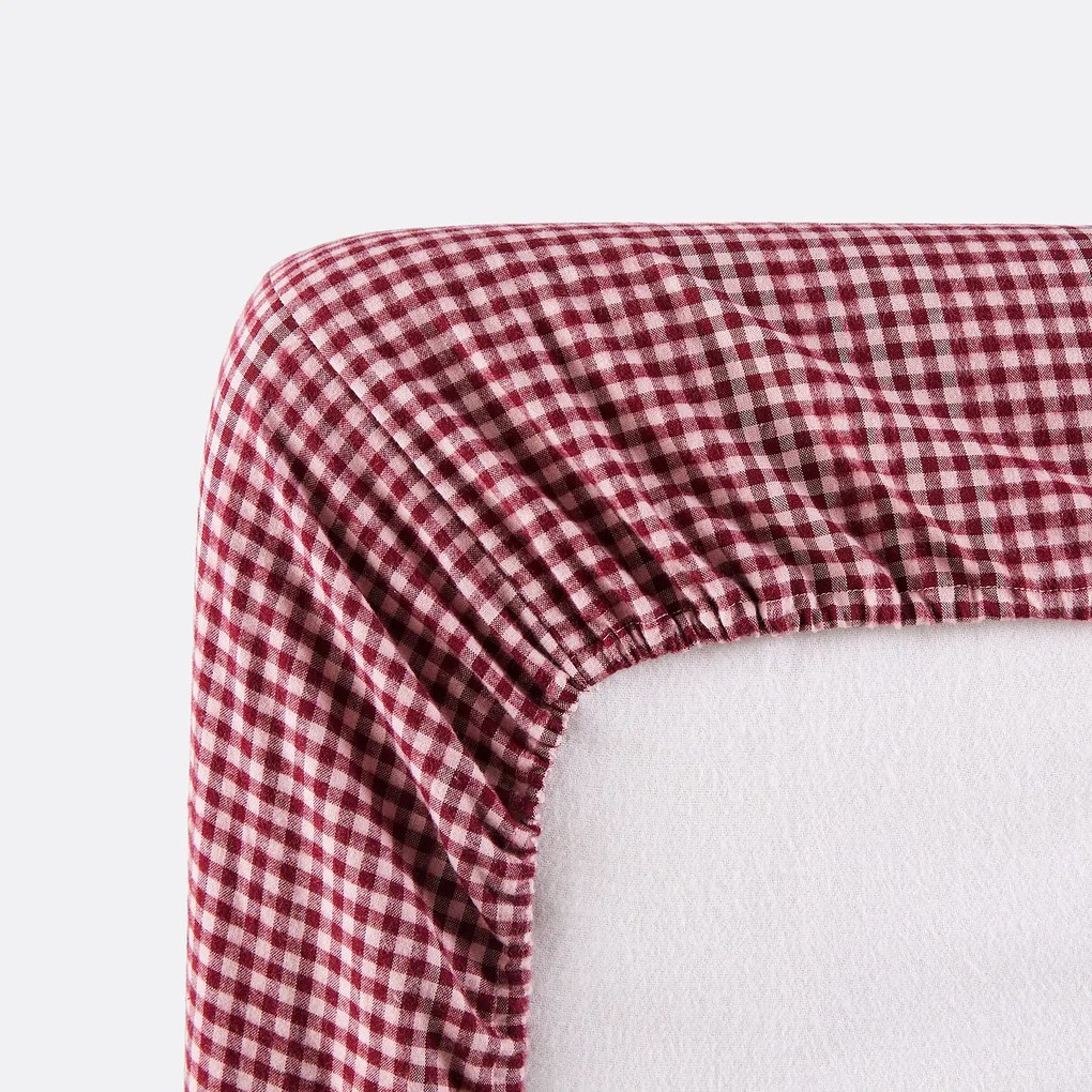 Hoeslaken voor kinderen, katoenen flanel, rand van 25 cm, geruit, VICHY FLANELLE