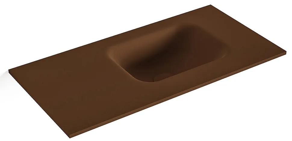 MONDIAZ LEX Rust solid surface inleg wastafel voor toiletmeubel 60cm. Positie wasbak rechts