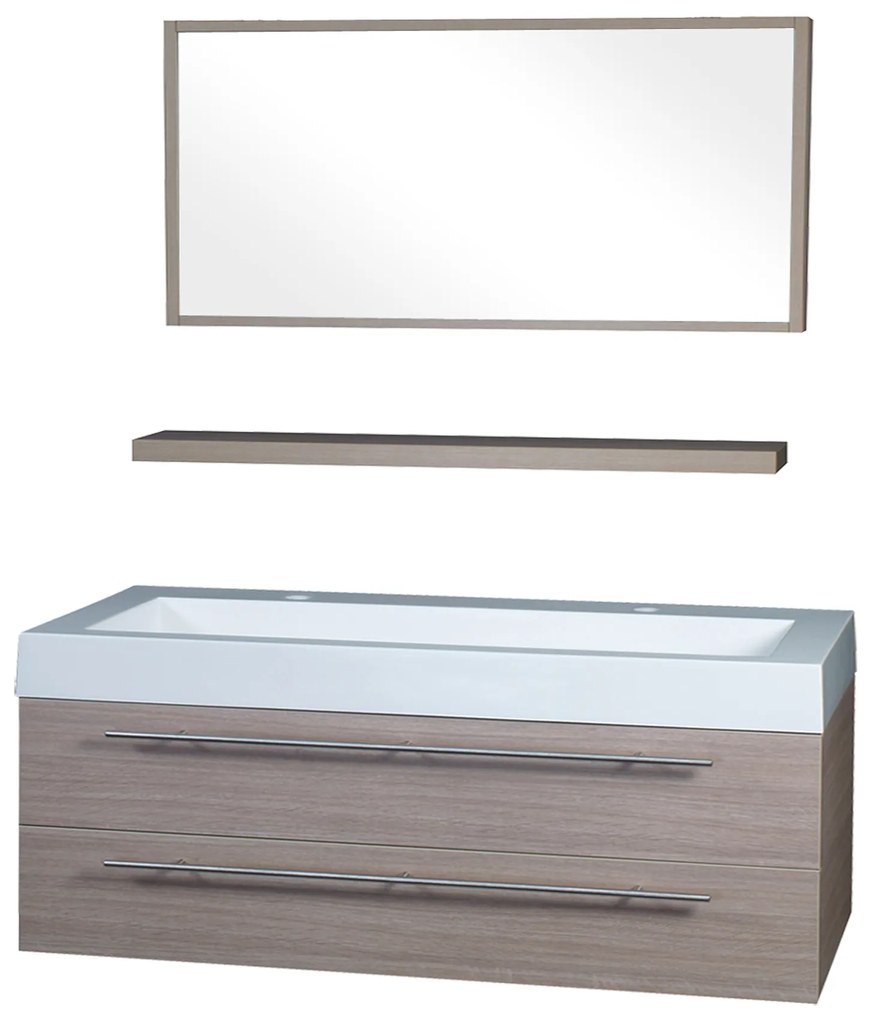 Differnz Force badkamermeubel 125cm 2 kraangaten eiken met spiegel en planchet