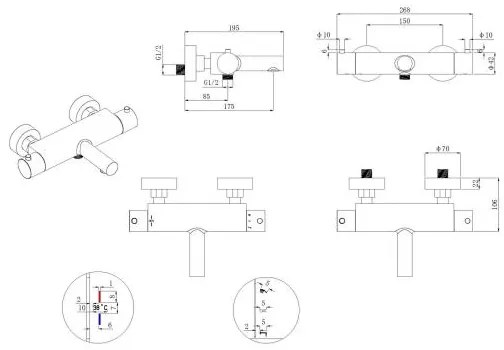 Mueller Meta thermostatische badkraan met cooltouch chroom