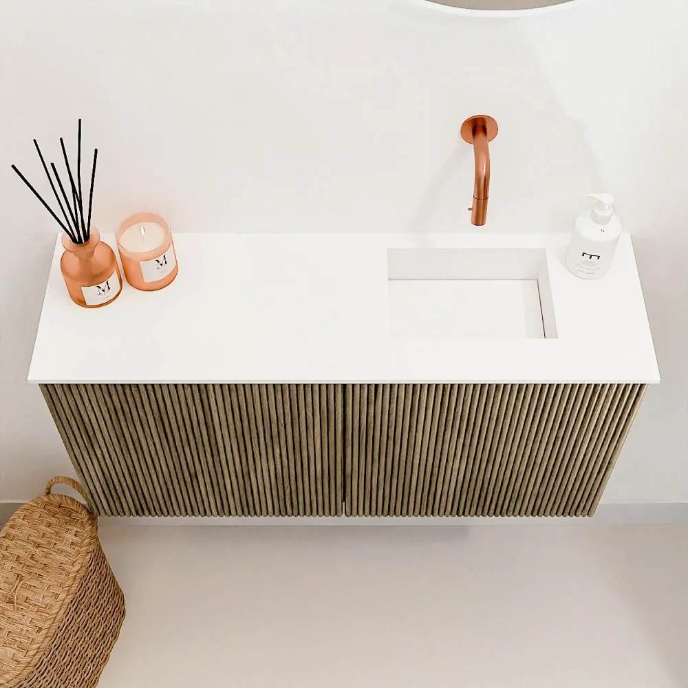 Mondiaz Joya 80cm toiletmeubel dusk met wastafel faye rechts zonder kraangat talc