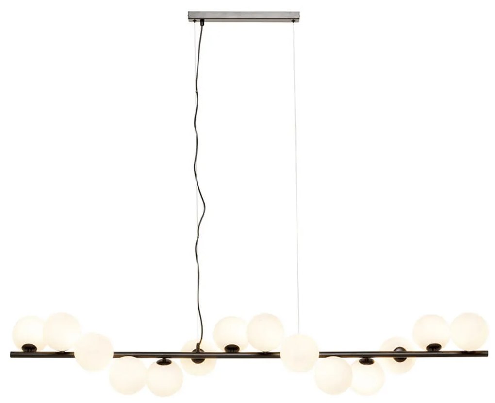 Kare Design Scala Balls Milky Black Brede Hanglamp Zwart Met Melkglas Bollen