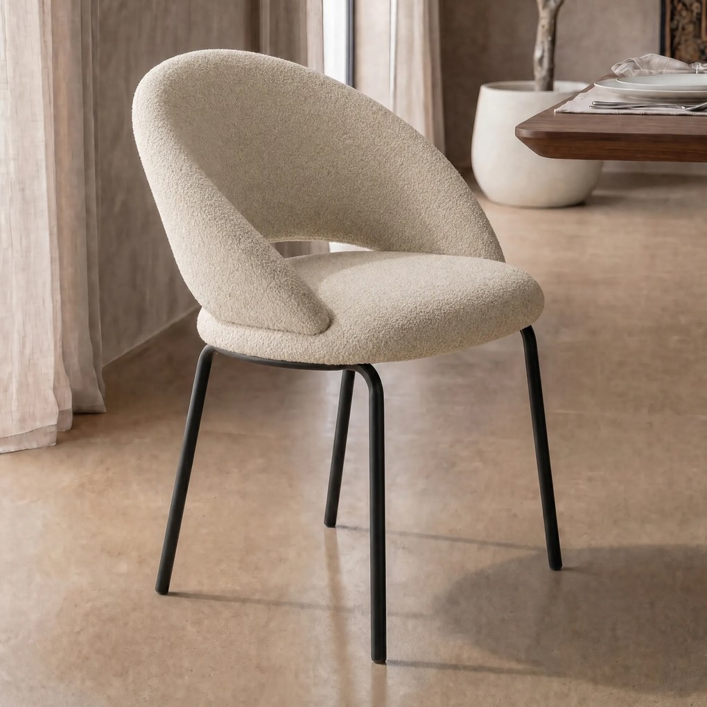 Eetkamerstoel Met Zwart Onderstel Beige