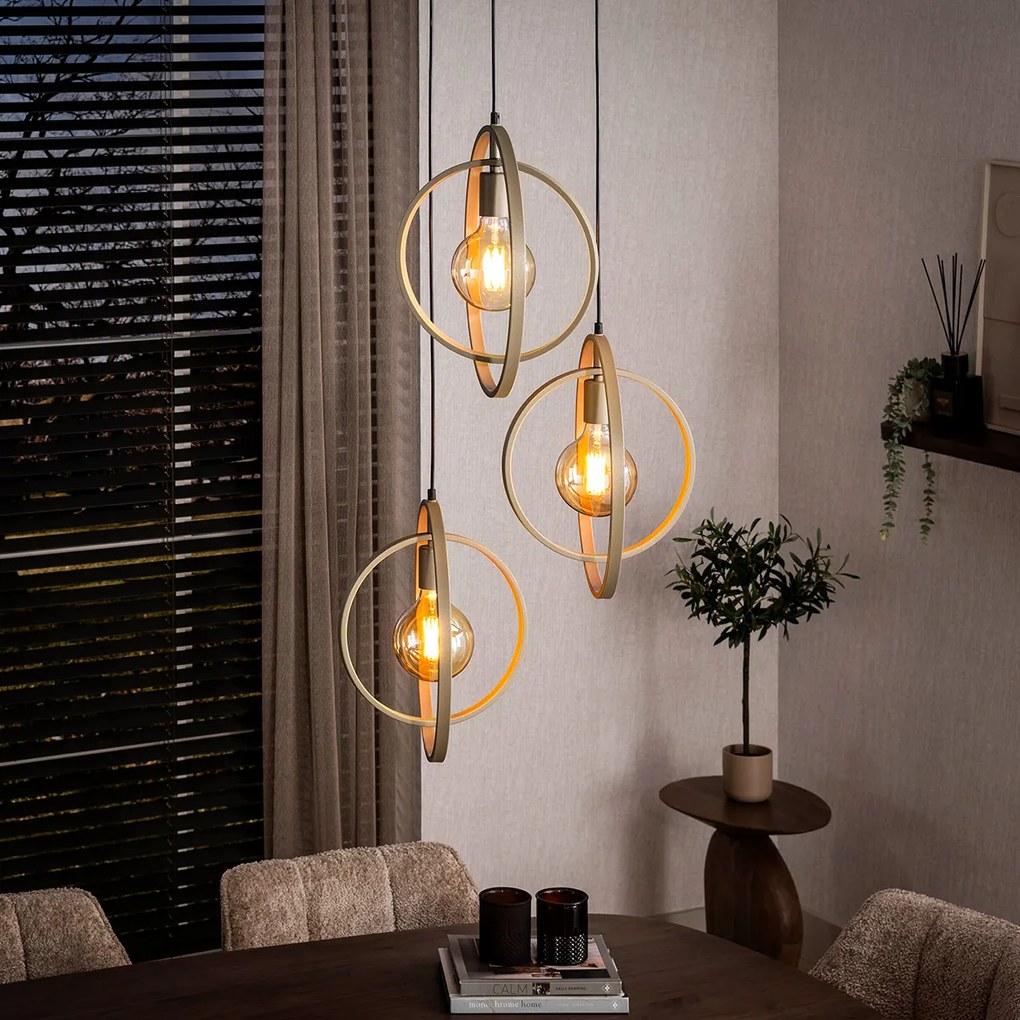 Hanglamp Metalen Ringen Beige