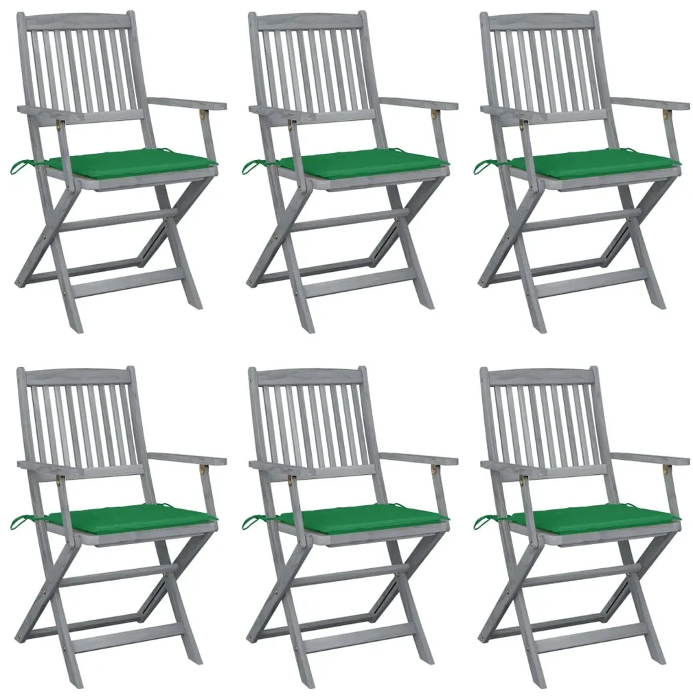 vidaXL Tuinstoelen 6 st inklapbaar met kussens massief acaciahout