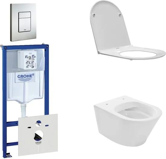 Wiesbaden Vesta Rimfree toiletset bestaande uit inbouwreservoir, toiletpot met softclose en quickrelease toiletzitting en bedieningsplaat RVS 0729205/SW96079/SW95748/0720026
