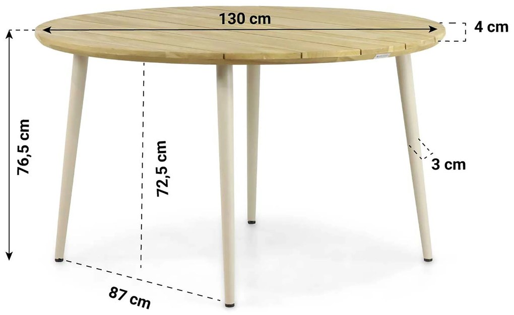Dining Tuintafel rond ø 130 cm Aluminium/teak Taupe Montana