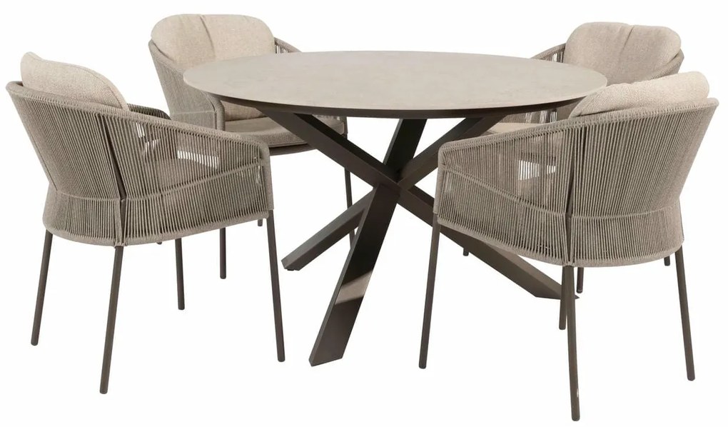 Taste by 4 Seasons Florence tuinset terre met Prado tafel keramiek 130 cm Tuinstoel   bruin weerbestendig