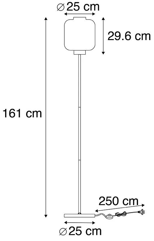 Design vloerlamp zwart met smoke glas - Qara Design E27 Binnenverlichting Lamp