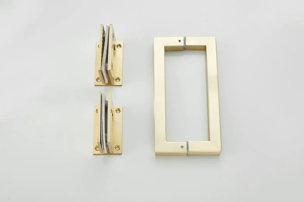 Saniclear Brass profielloze douchecabine 80x70cm met 70cm deur geborsteld messing