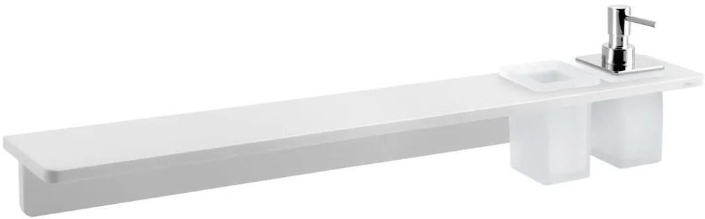 Sapho Abeline rockstone plank met glas en chromen zeepdispenser 80cm wit