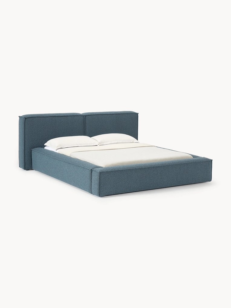 Gestoffeerd bouclé bed Lennon met opbergruimte