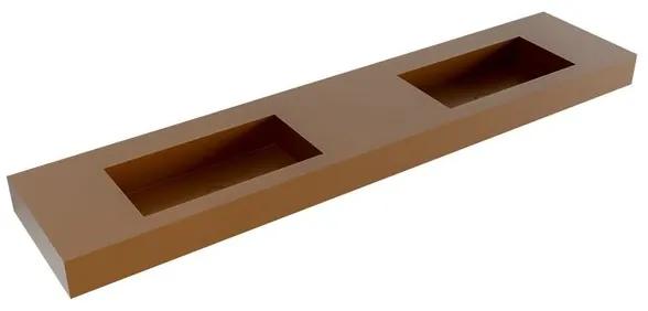 Mondiaz ZINK Rust vrijhangende solid surface wastafel 210cm dubbel rand 12cm XM49454Rust