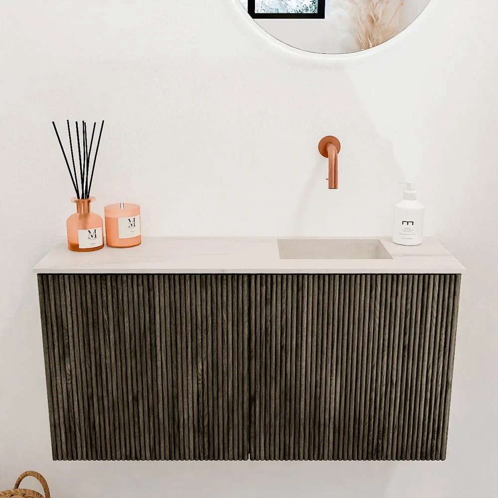 Mondiaz Joya DLux 80cm toiletmeubel shadow met wastafel faye rechts zonder kraangat meli
