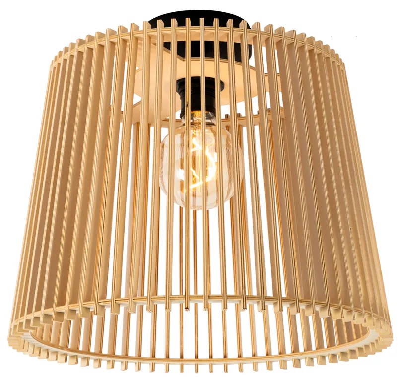 Landelijke buiten plafondlamp hout IP44 - Jayla Landelijk E27 IP44 Buitenverlichting rond