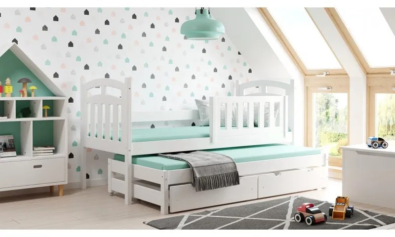 Peuter Wit Blauw Eenpersoonsbed met onderschuifbed - Rex For Kids Peuter Junior 5059914064467 Children's Beds Home, 160x80, Twee kleine, 12 cm schuimm