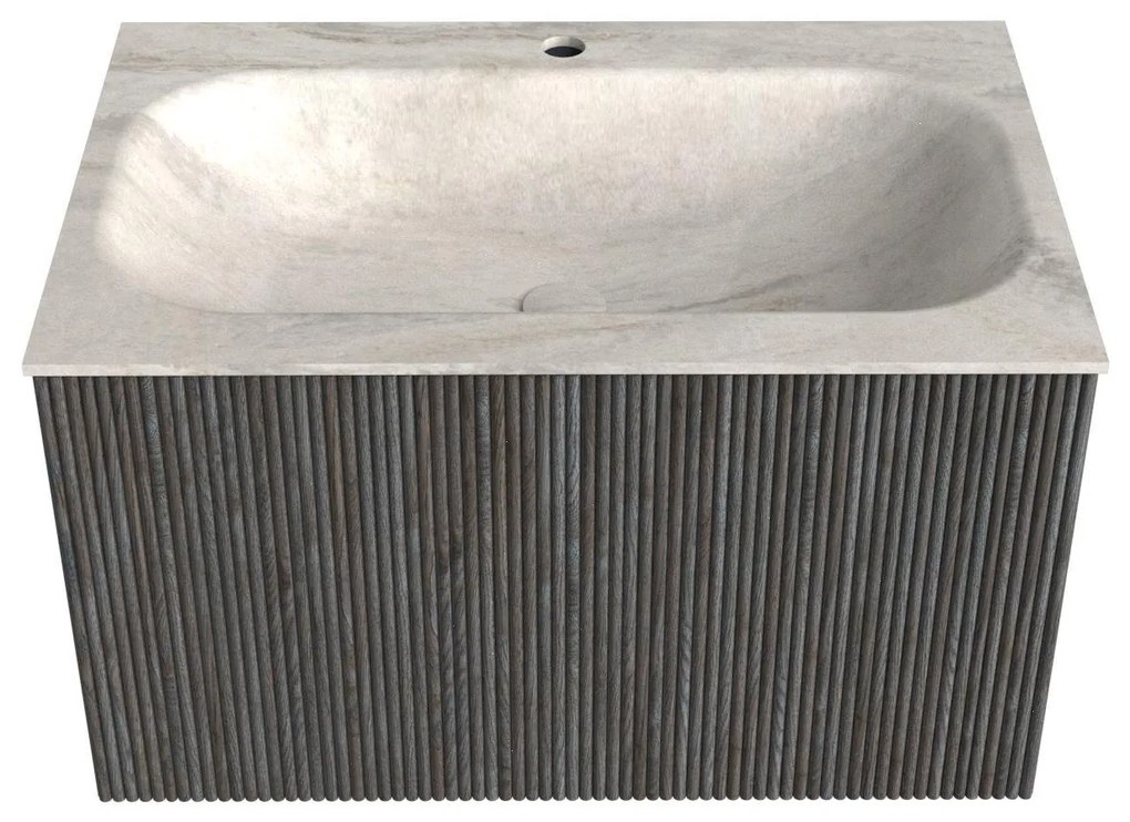 Mondiaz Kurve-dlux 70cm badmeubel shadow met 1 lade en wastafel big small midden 1 kraangat ostra