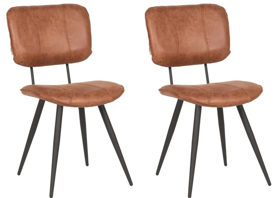 LABEL51 Eetkamerstoelen 2 st Fos 49x60x87 cm cognackleurig