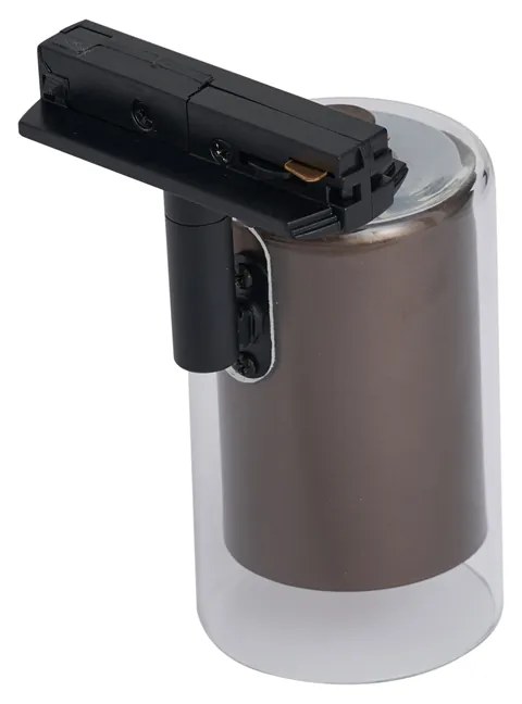 Moderne spot donker brons met helder glas voor railsysteem 1-fase - Iconic Lloyd