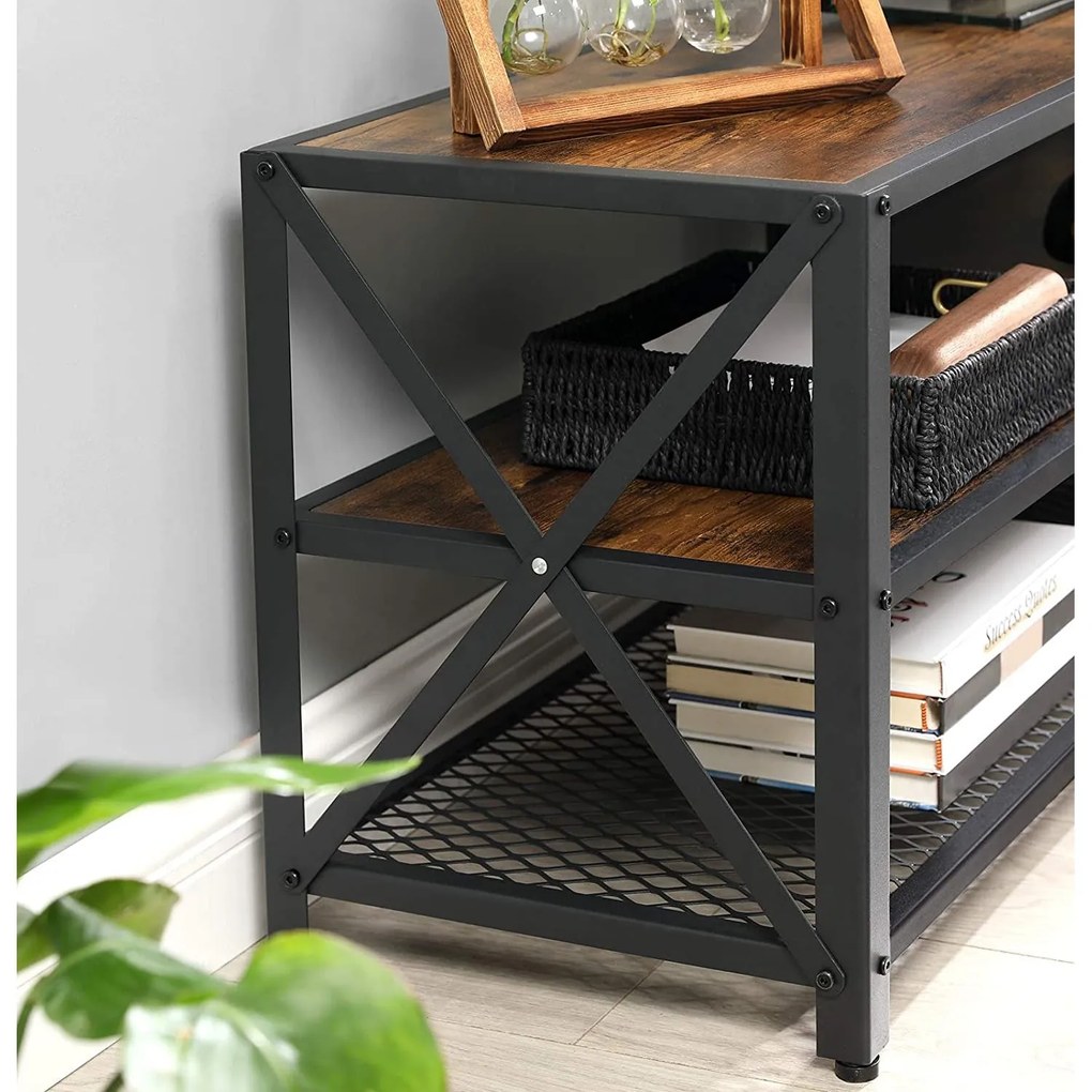 Nancy's Garfield Tv Meubel - Tv Meubels - Tv Kast Industrieel - Salontafel - Bruin/Zwart - 160 x 39.2 x 50 cm (L x B x H)