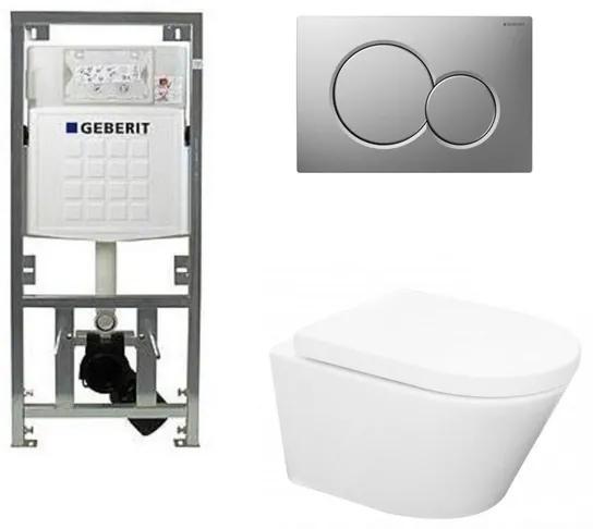 Wiesbaden Vesta toiletset Rimless 52cm inclusief UP320 toiletreservoir en softclose toiletzitting met bedieningsplaat glans verchroomd 0701131/0700519/sw65812/
