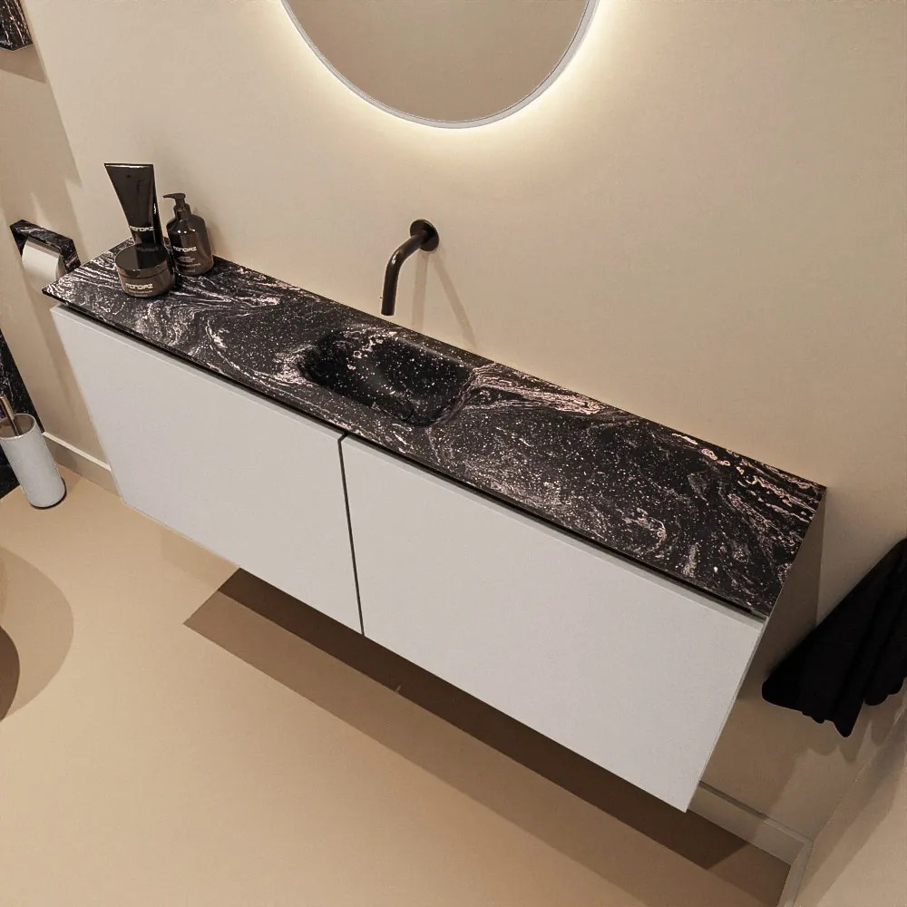 Mondiaz Ture DLux toiletmeubel 120cm linen met wastafel lava midden zonder kraangat