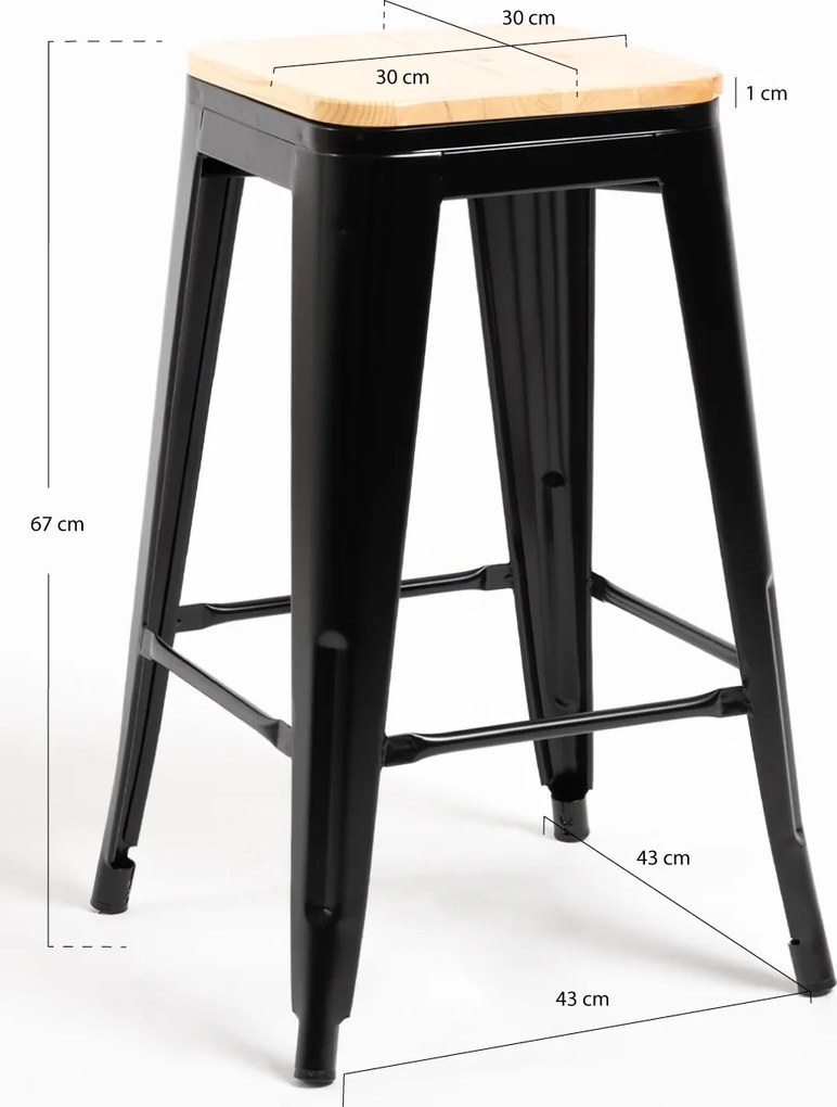 Torix lage kruk van natuurlijk hout