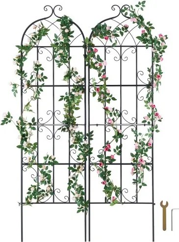 VEVOR Klimplantensteun, 51x180 cm, Klimhulp, Set van 2 Roestvrije Metalen Trellis voor Tuinbloemen, Rozen Trellis, Komkommersteun, Decoratieve Clematis Trellis voor Binnenplaatsen en Gazons