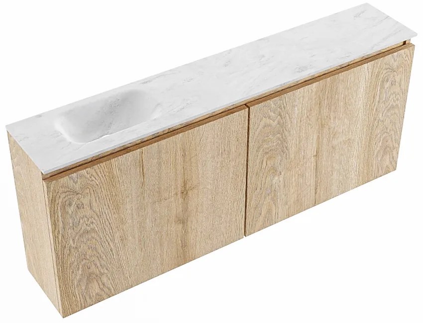 Mondiaz Ture DLux toiletmeubel 120cm washed oak met wastafel opalo links met kraangat