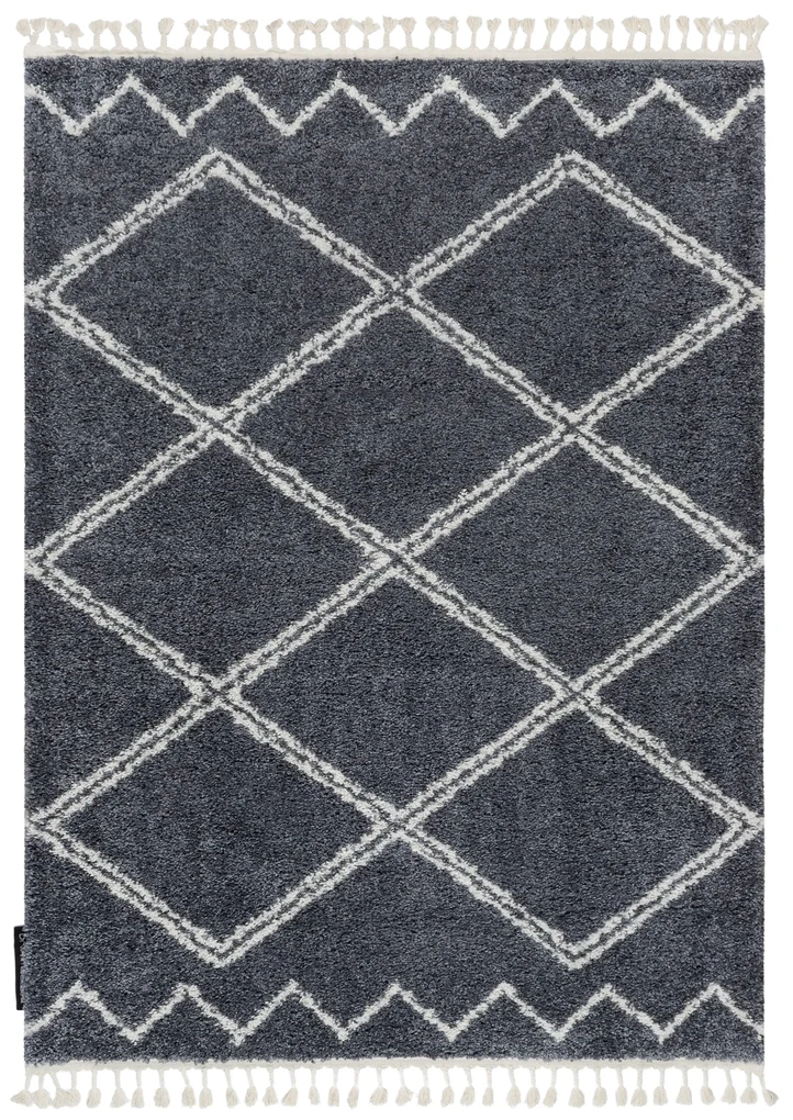 Tapijt BERBER ASILA B5970 grijskleuring / witrand ,  Barber , marokkaanse shaggy