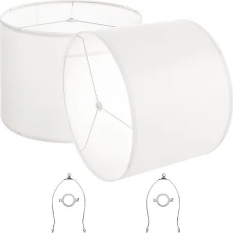 VEVOR Drumlampenkap 40 x 40 x 30 cm (boven x onder x hoog), 2 stuks grote vervangende kappen van linnen + PVC, lampenkap met harp voor tafellampen, staande lampen en hanglampen (crèmewit linnen)