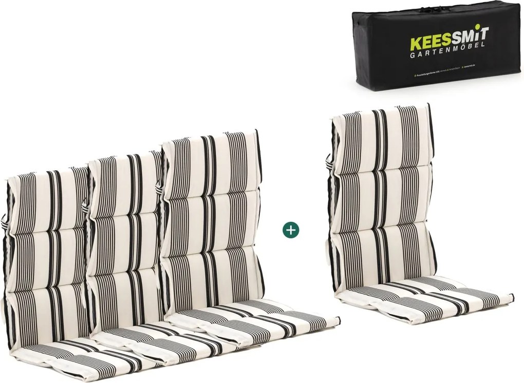 Dunne tuinkussen | Wit/Zwart  | Dralon | Kees Smit  | Kees Smit Tuinmeubelen