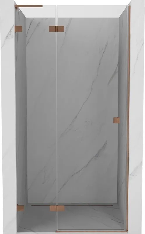 Mexen Lunar L douchedeur draaiend links 125 cm, transparant, geborsteld koper - 834L-125-000-65-00-L